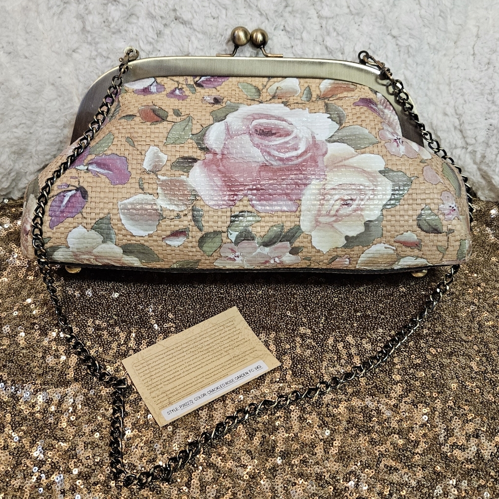 Patricia Nash EUC Mia Frame Crackled Rose Garden